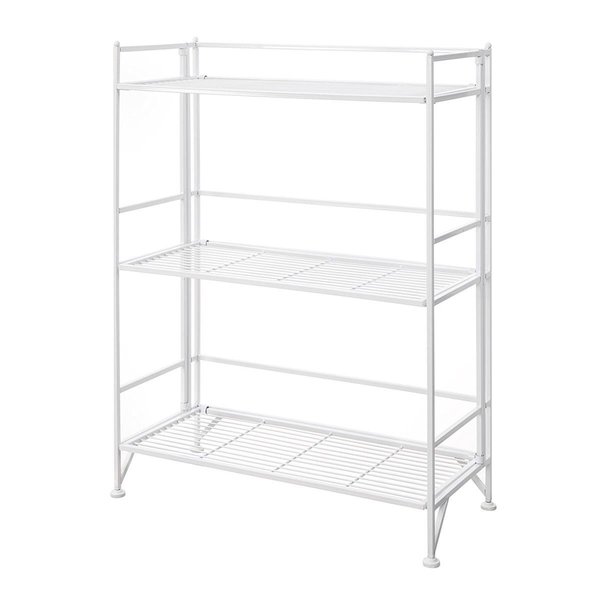 Convenience Concepts Designs-2-Go Extra Storage 3 Tier Wide Folding Metal Shelf, White 8019W
